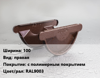 Заглушка желоба 100 правая с полимерным покрытием RAL9003, шт, Grand Line цена от 99 ₼ / шт, где купить, условия доставки в Баку и Бакинская области